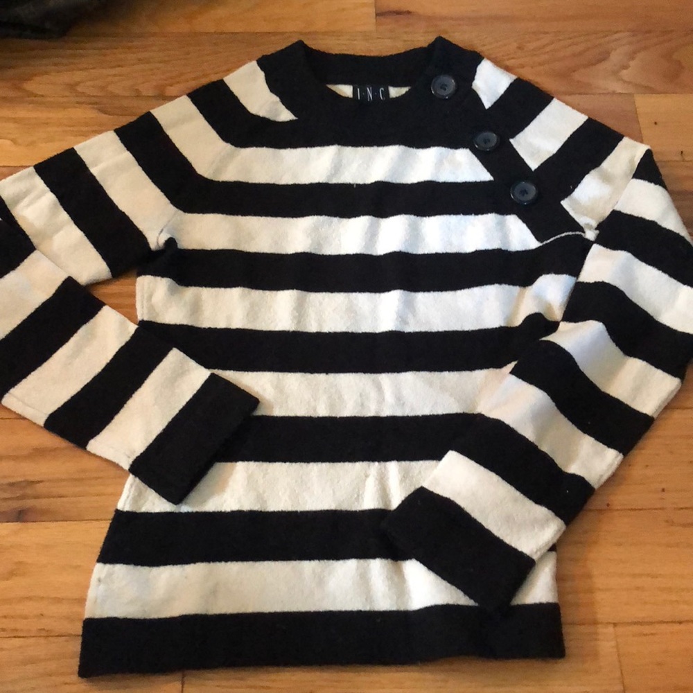 Beautiful black and white INC striped sweater